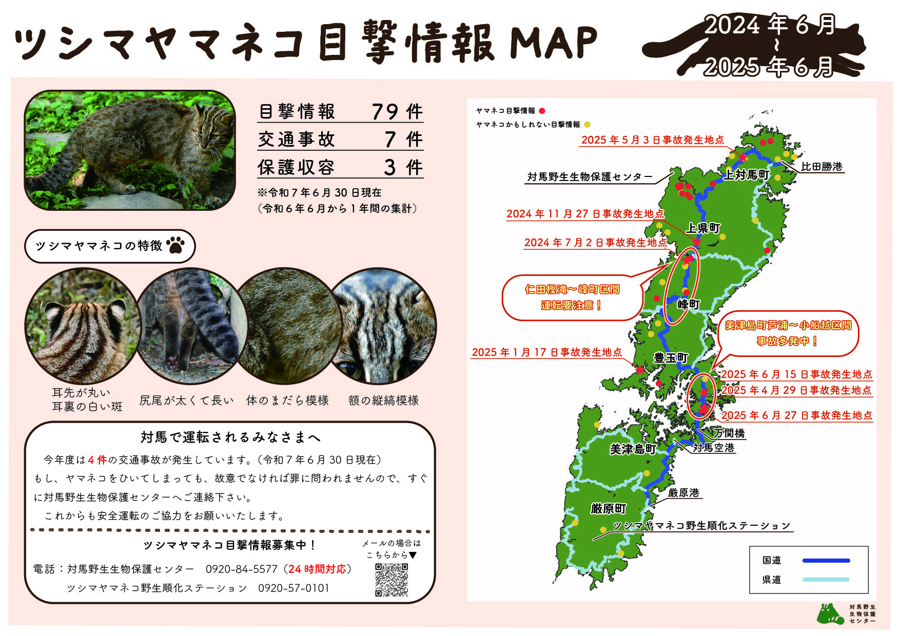 ツシマヤマネコ目撃情報マップ
